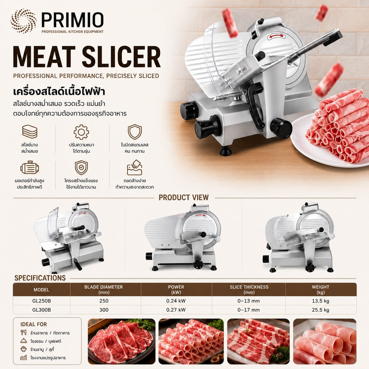 เครื่องสไสด์เนื้อ PRIMIO รุ่น PRI-GL300B ทนทานต่อการใช้งานหนัก_1